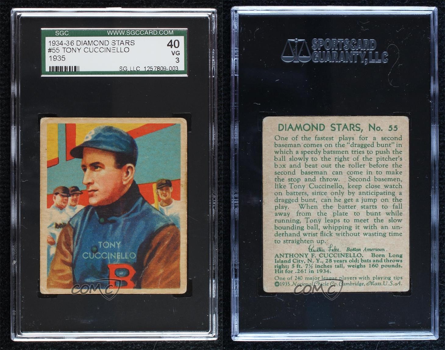 1934-36 National Chicle Diamond Stars R327 Tony Cuccinello #55 SGC 40 0q4x