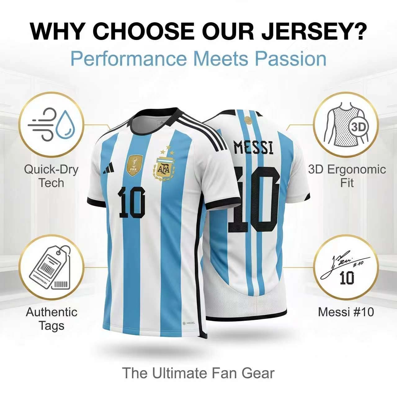 2026 Argentina Home Jersey – Player Version Messi #10 Brand NEW. XL