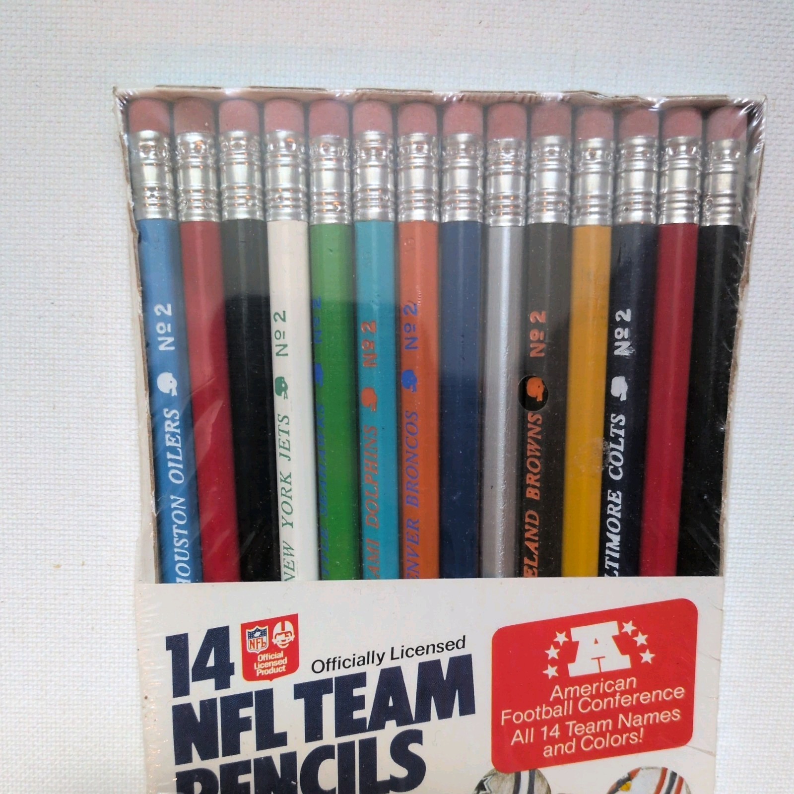Vintage 70’s NFL Faber Castell Football Pencil Set NFC All 14 Teams 1977, NIP