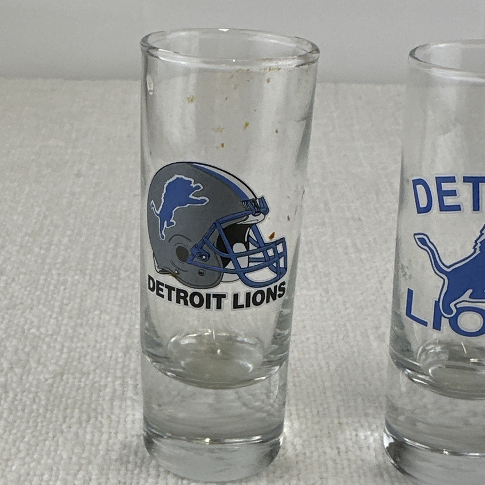 Set Of 2 Detroit Lions Logo Hype 2 Oz Shot Glasses NFL Fan Bar Party Gift