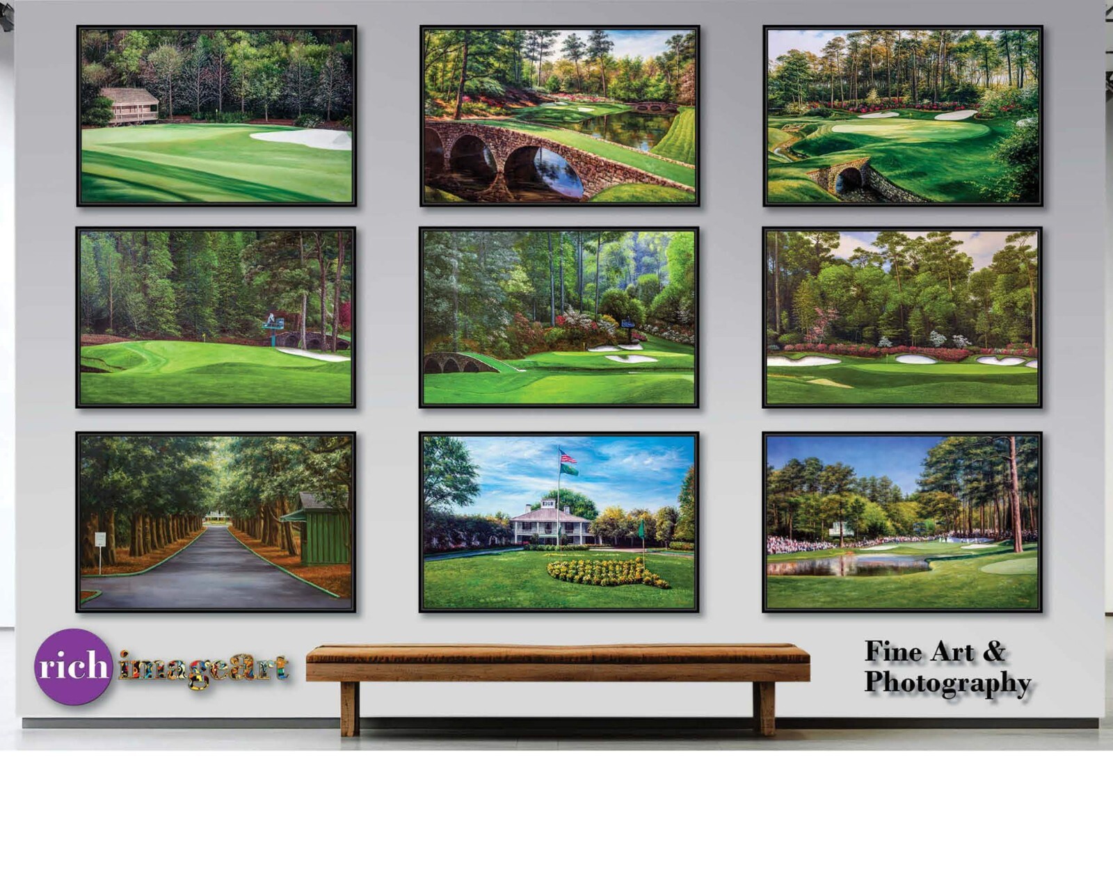 Augusta National Golf Holes 11 12 13 Amen Corner 3 Prints Masters Azalea Pan4