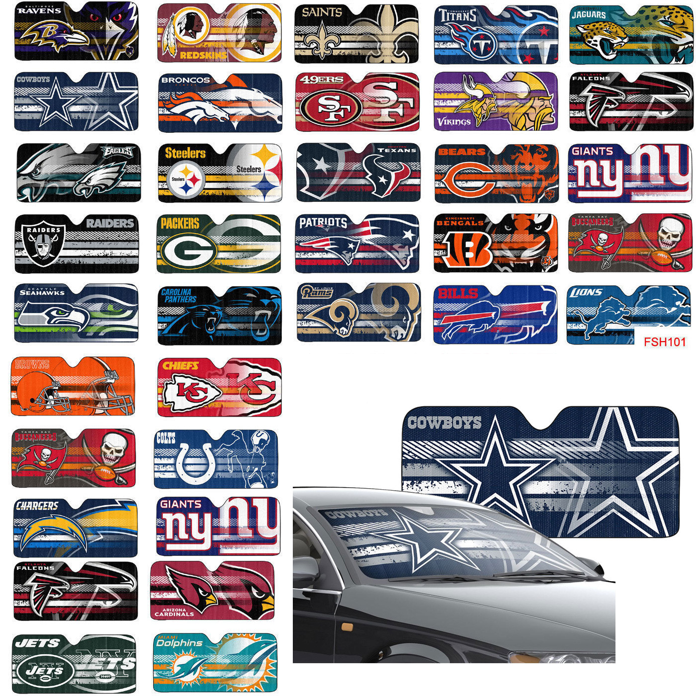 New NFL All Team Car Truck Windshield Folding Front Window Sun Shade Large Size