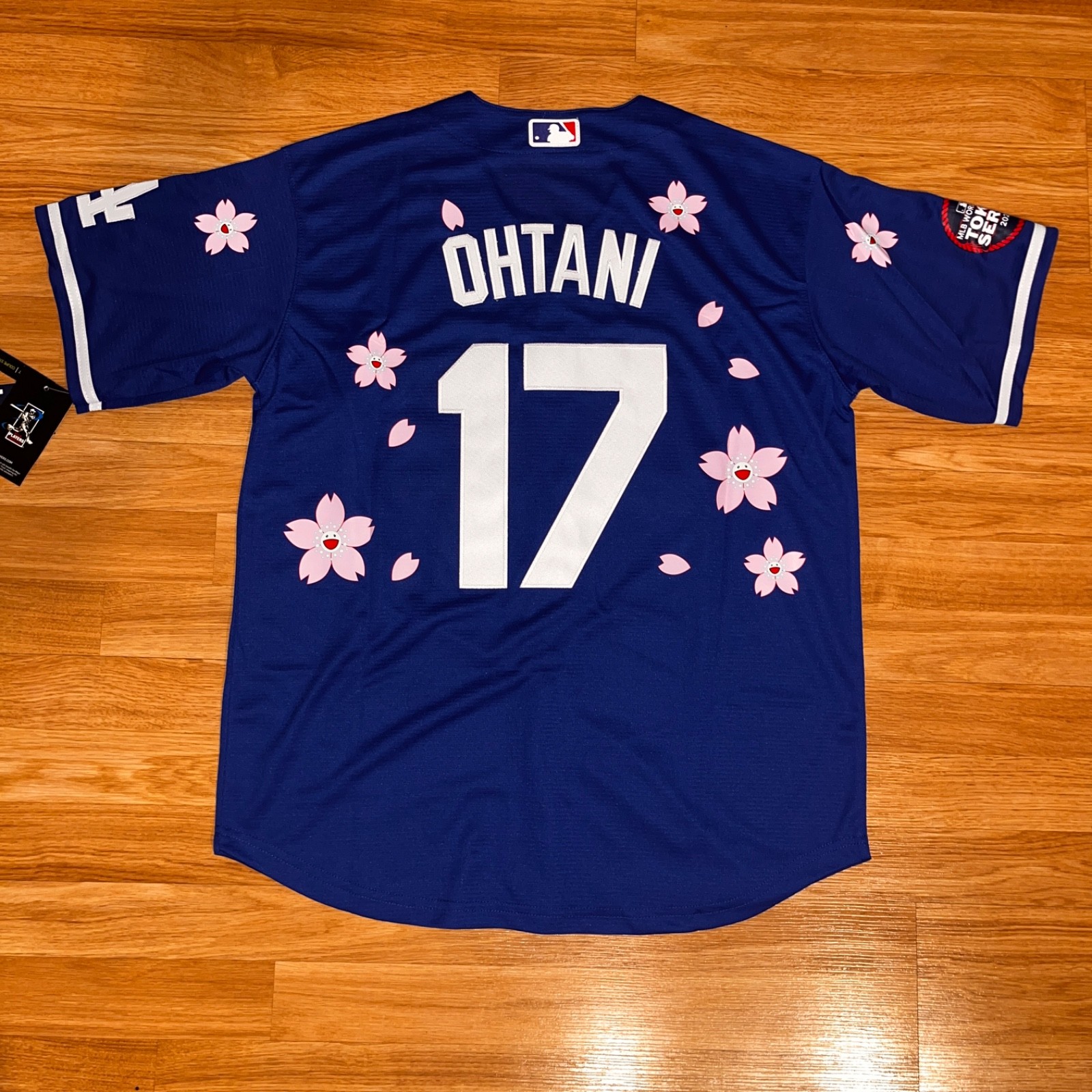 Los Angeles LA Dodgers Blue Ohtani Tokyo Series Cherry Blossom Stitched Jersey