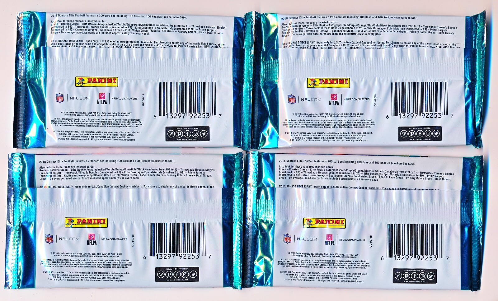 (x4) 2019 Donruss Elite Football 1st Off the Line FOTL Pack – 5 Cards