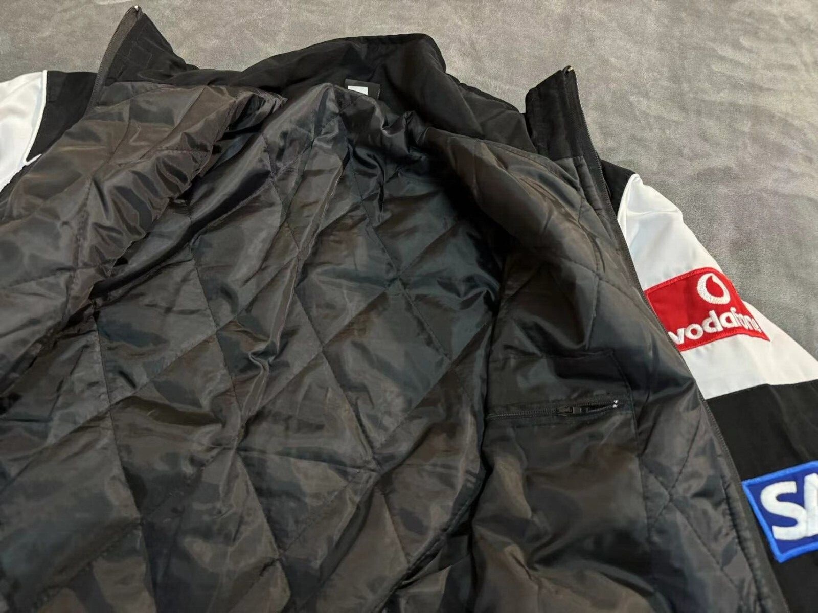 Unisex Adult Benz Jacket Grey Ebroidered Cotton Padded F 1 Racing Jacket