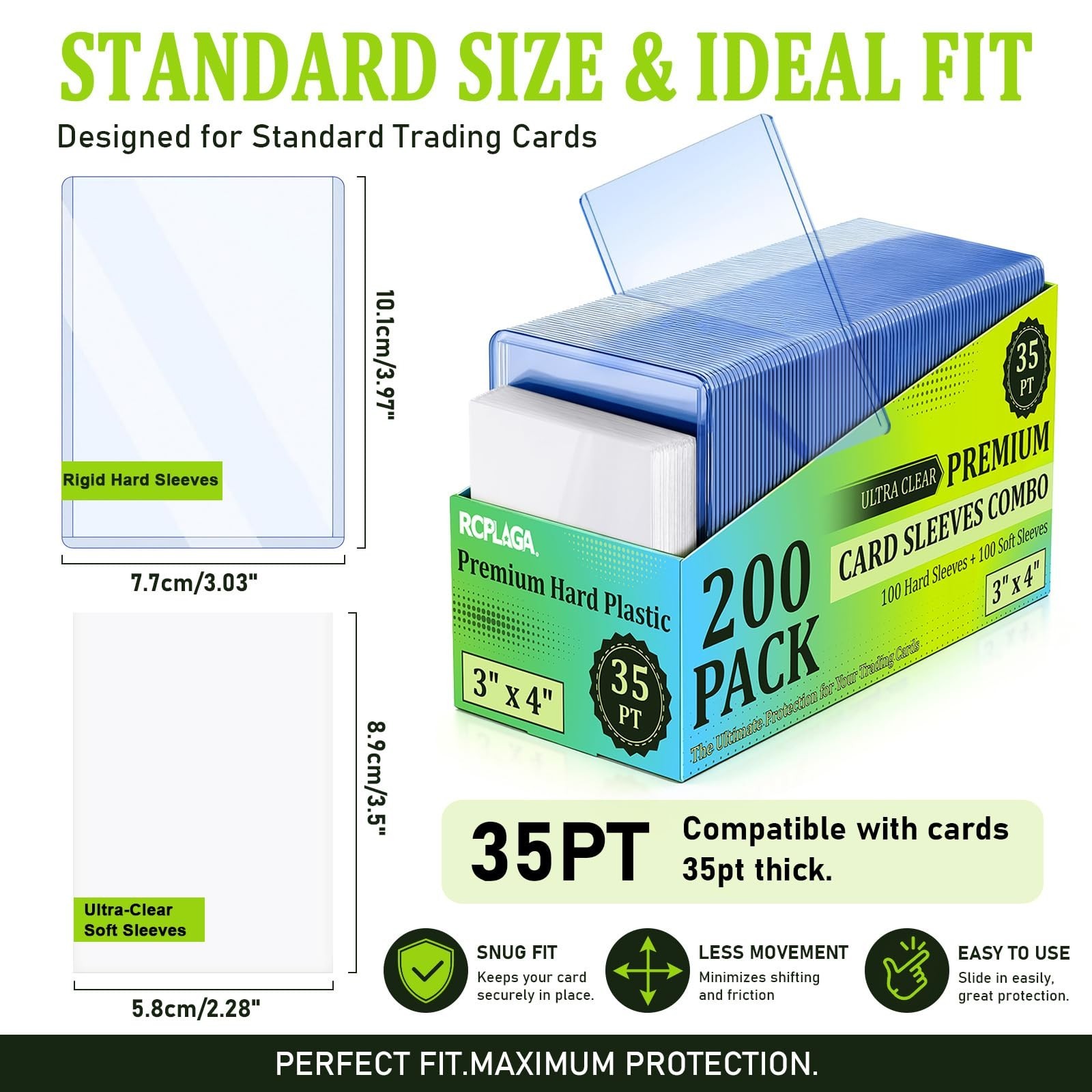 1000 Pack Card Sleeves 3″x4″ Hard Plastic Protectors for Trading Sports Cards