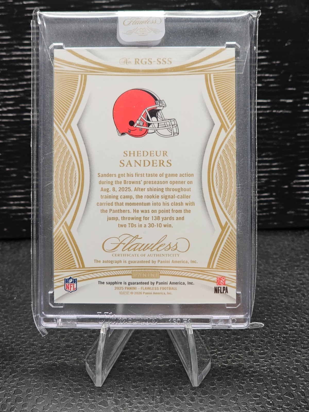 Shedeur Sanders 2025 Panini Flawless Sapphire Auto /15 Rookie Gems Signatures