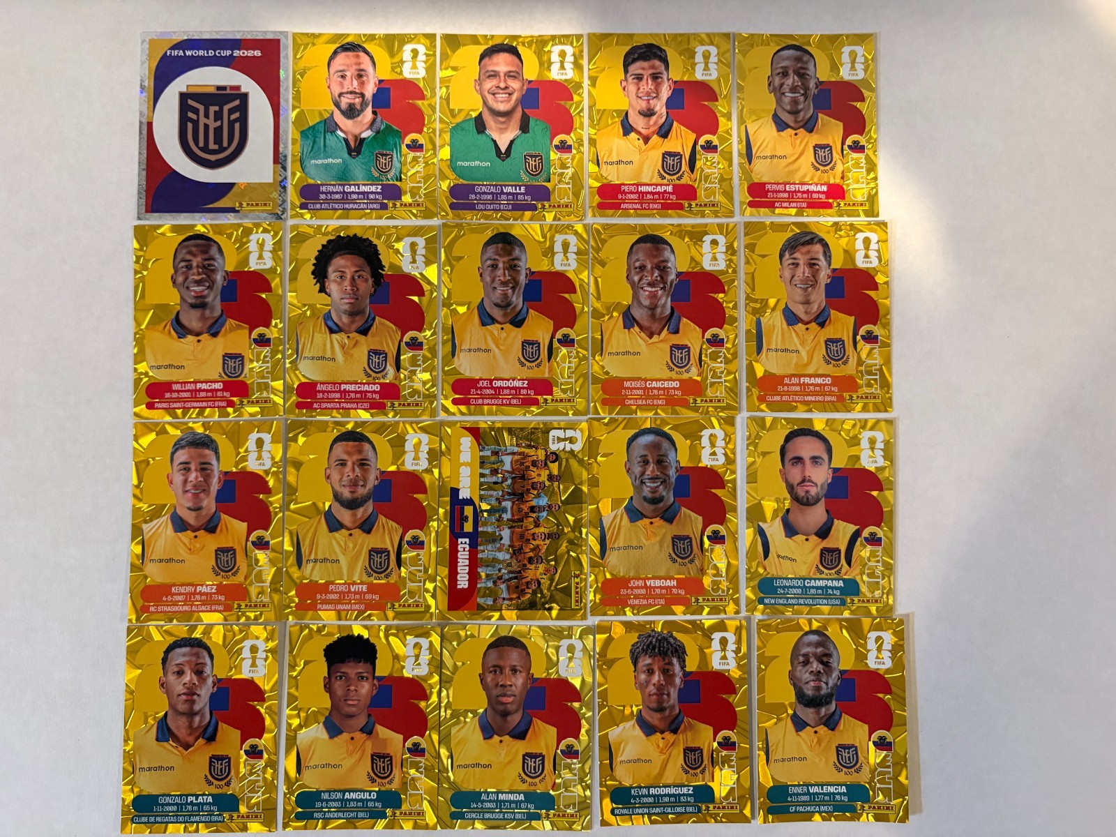 2026 Panini World Cup Sticker Rare Gold Crumple Foil Ecuador