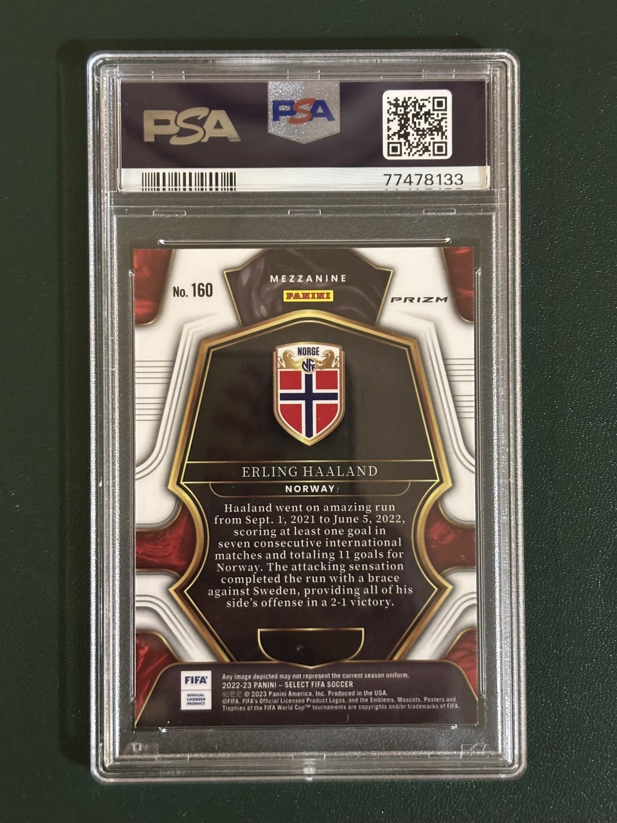 Panini Select FIFA Mezzanine Erling Haaland #160 Multi-Color Prizm Pop 2 PSA 10