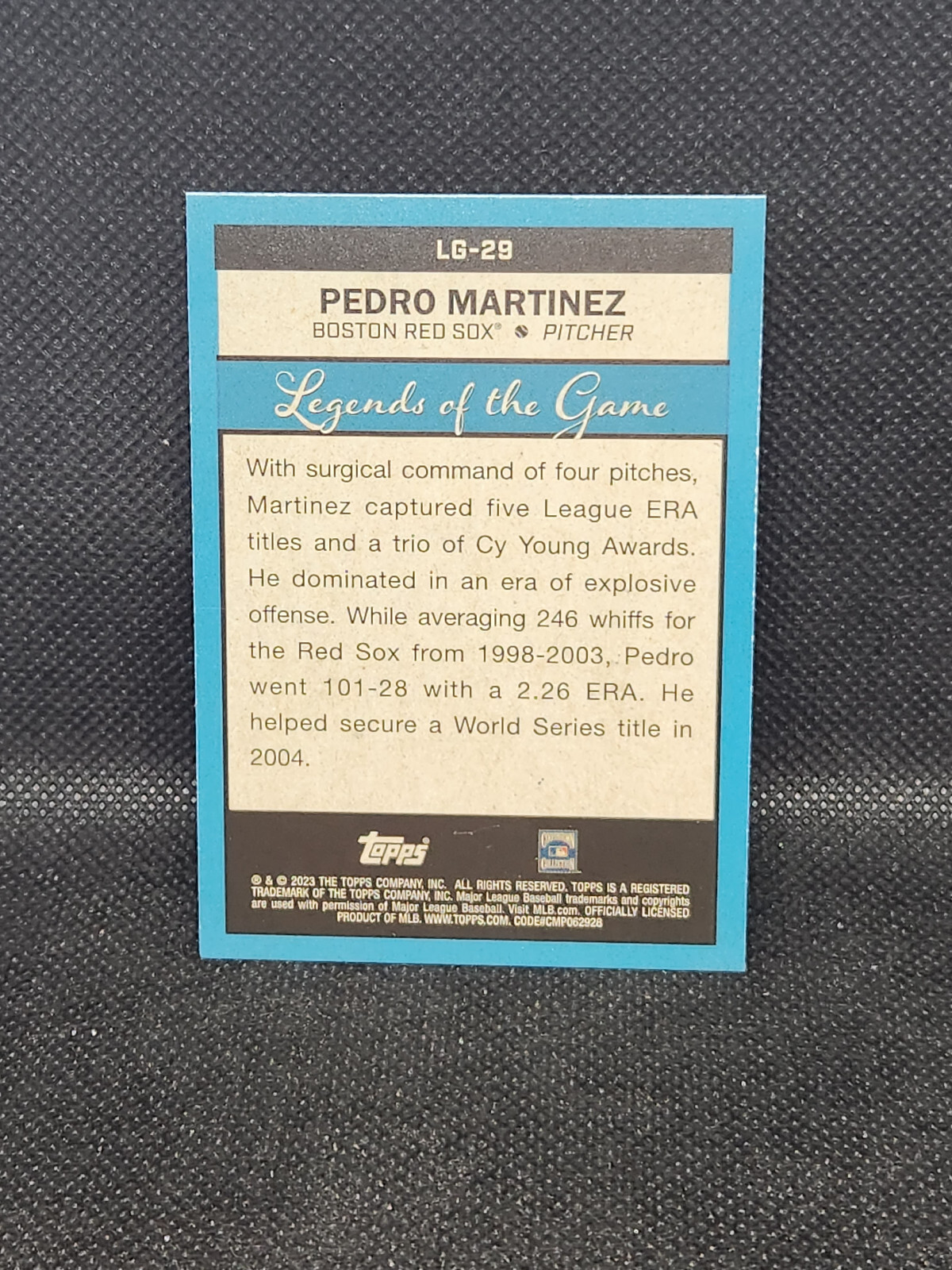 2023 Topps Series 2 LEGENDS OF THE GAME LG-29 Pedro Martinez (I16)