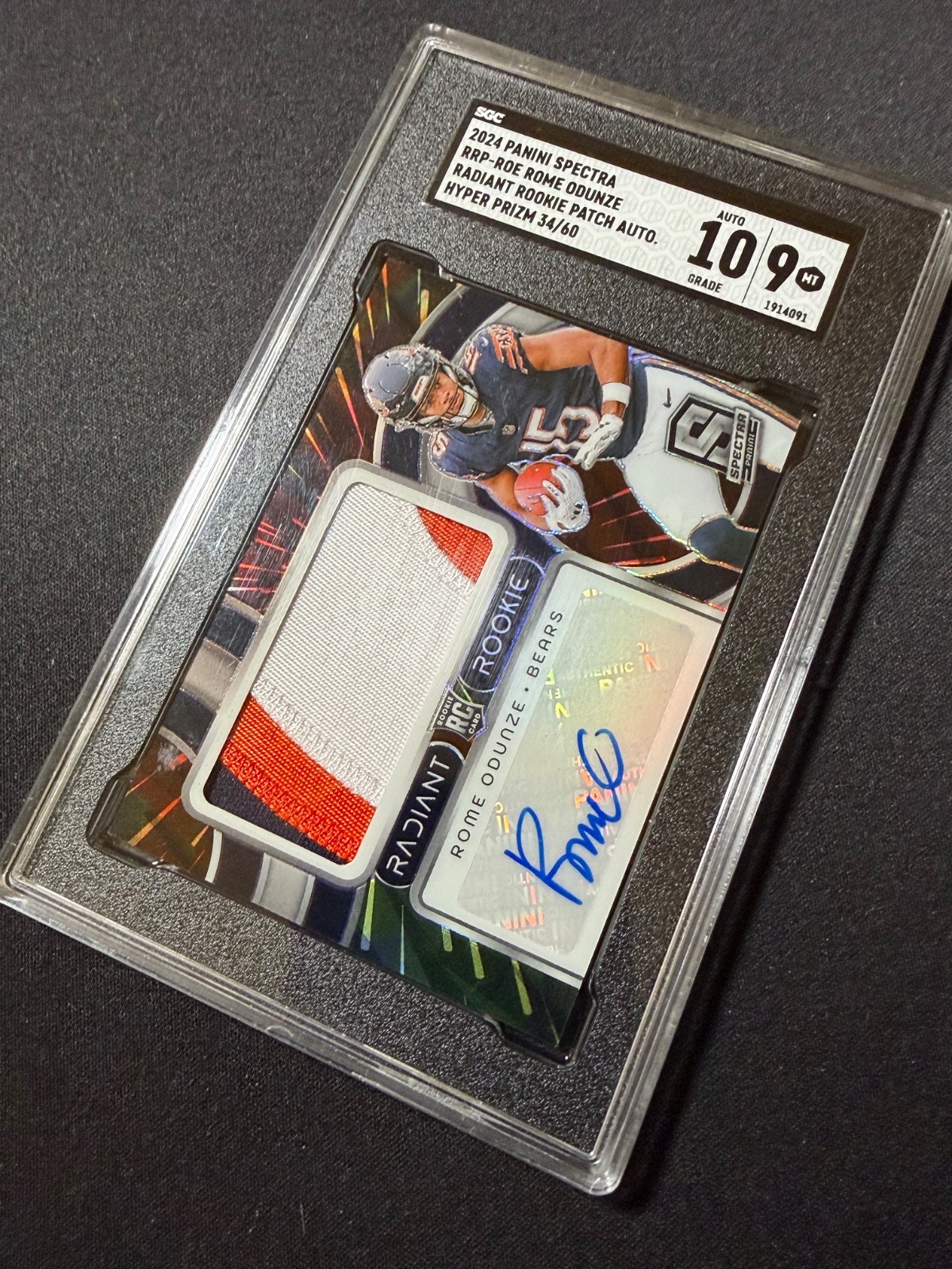 2024 Panini Spectra Hyper Prizm ROME ODUNZE Radiant Rookie RPA /60 Auto Patch
