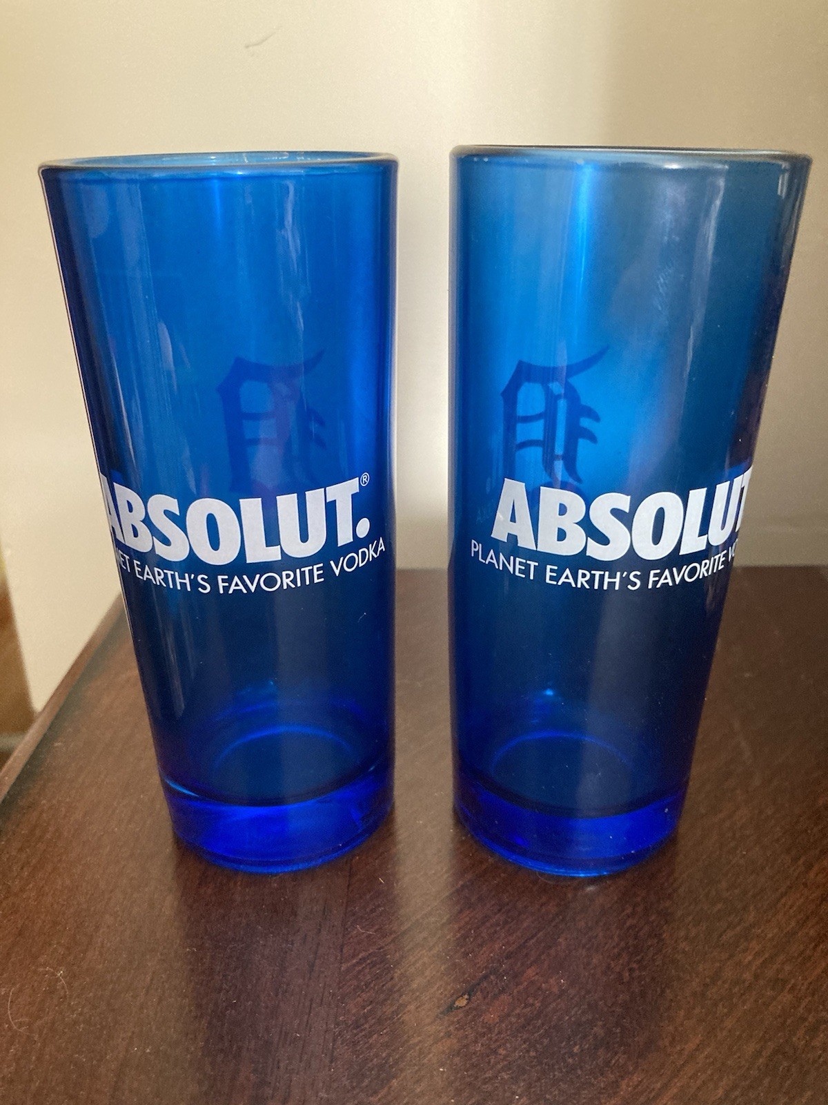 Pair Of Absolut Detroit Tigers Glasses Blue