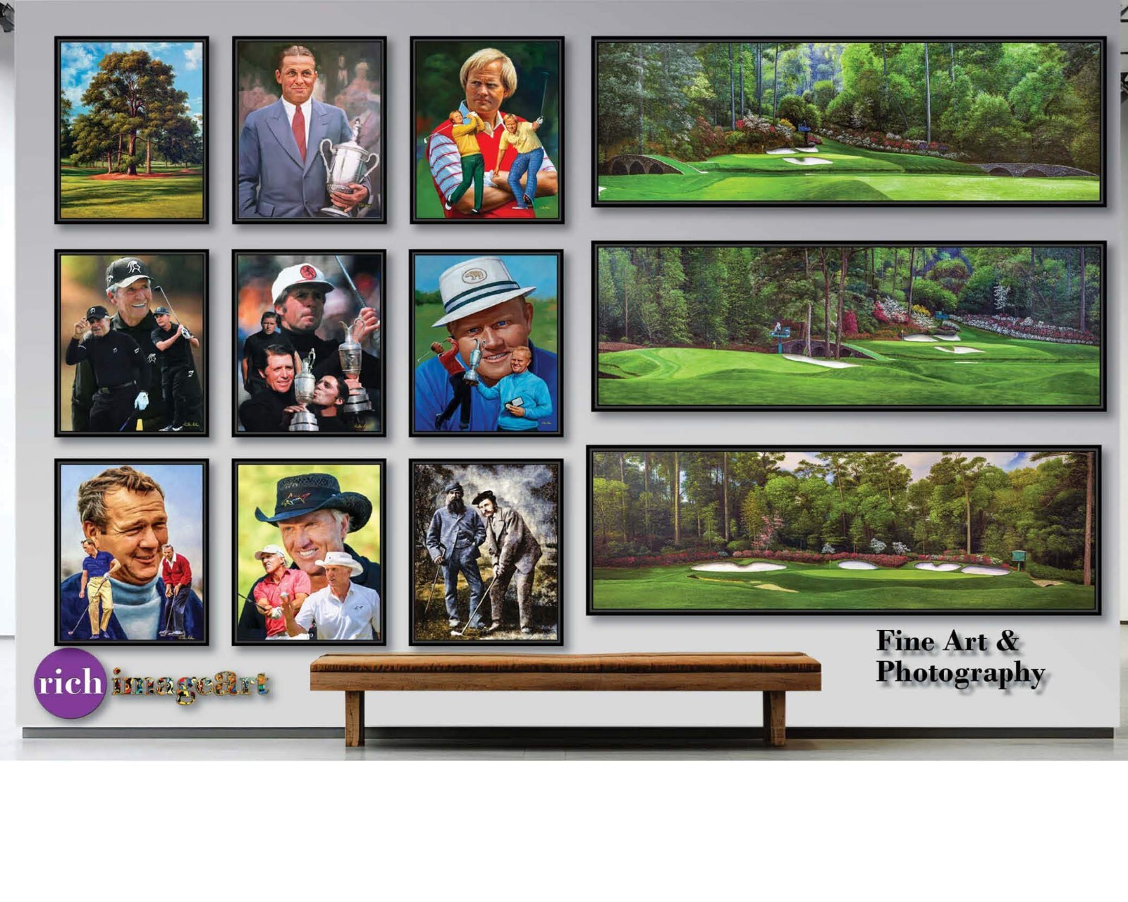 Augusta National Golf Holes 11 12 13 Amen Corner 3 Prints Masters Azalea Pan4