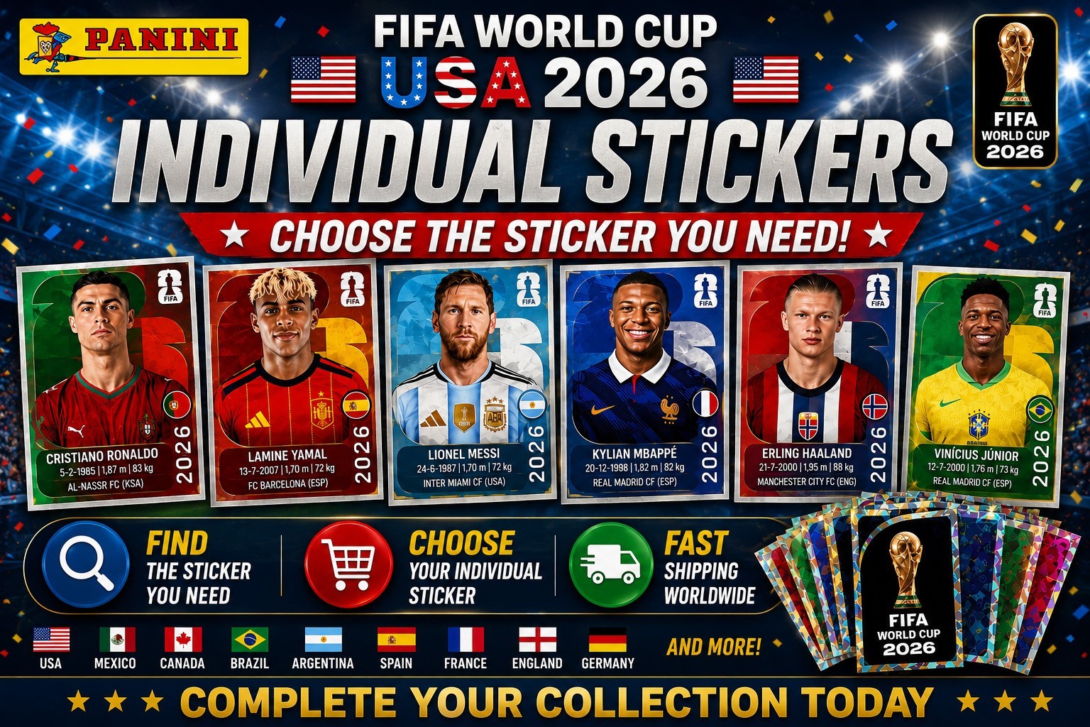 2026 Panini World Cup Stickers US Edition #ARG-#PAN – Combined Shipping