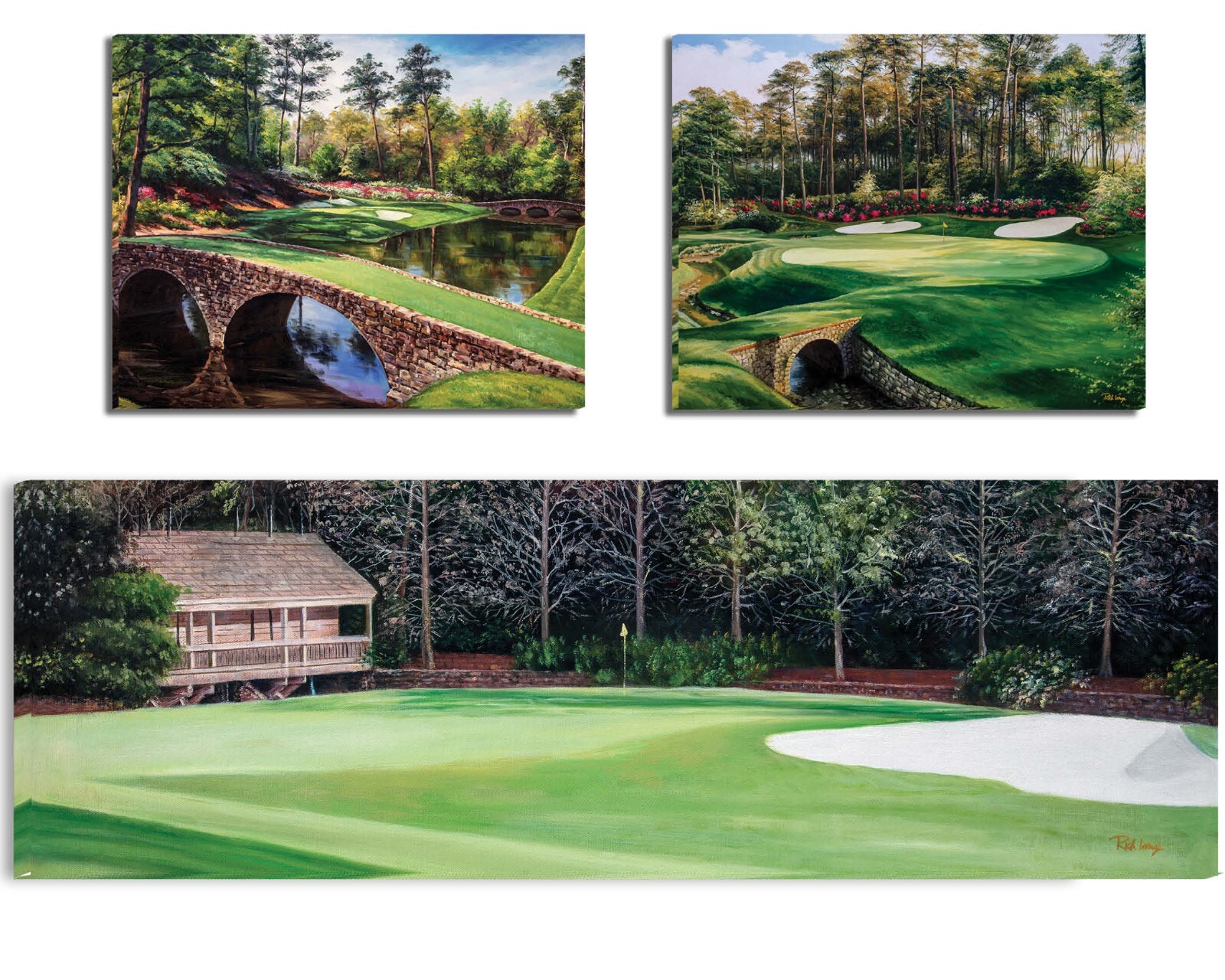 Augusta National Golf Holes 11 12 13 Amen Corner 3 Prints Masters Azalea Pan4