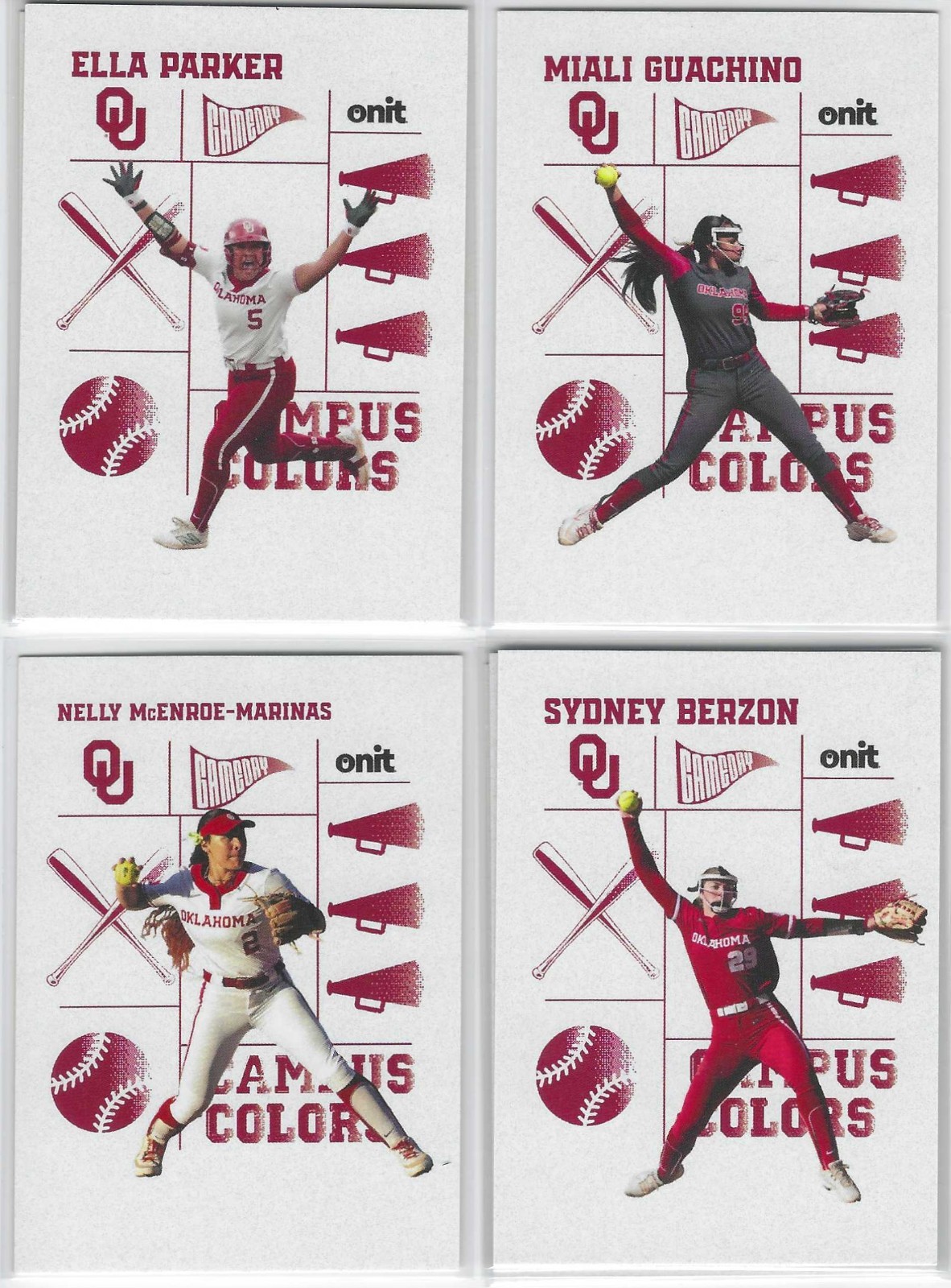2026 Onit Athlete Oklahoma OU Sooners Softball base & inserts pick your cards