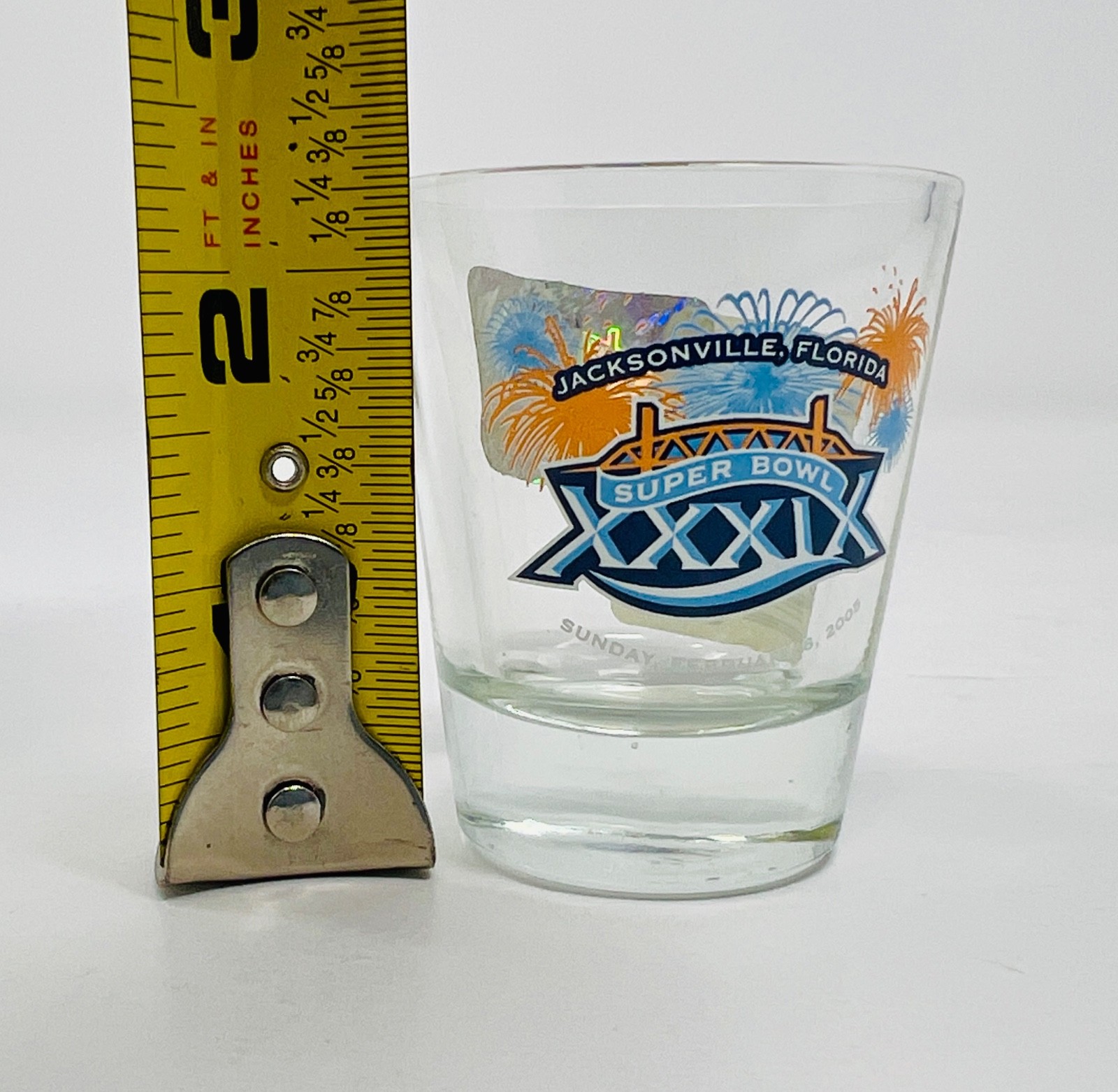 SUPER BOWL XXXIX PATRIOTS vs EAGLES NFL OFFICIAL LICENSED 2oz SHOT GLASS w/ TAGS