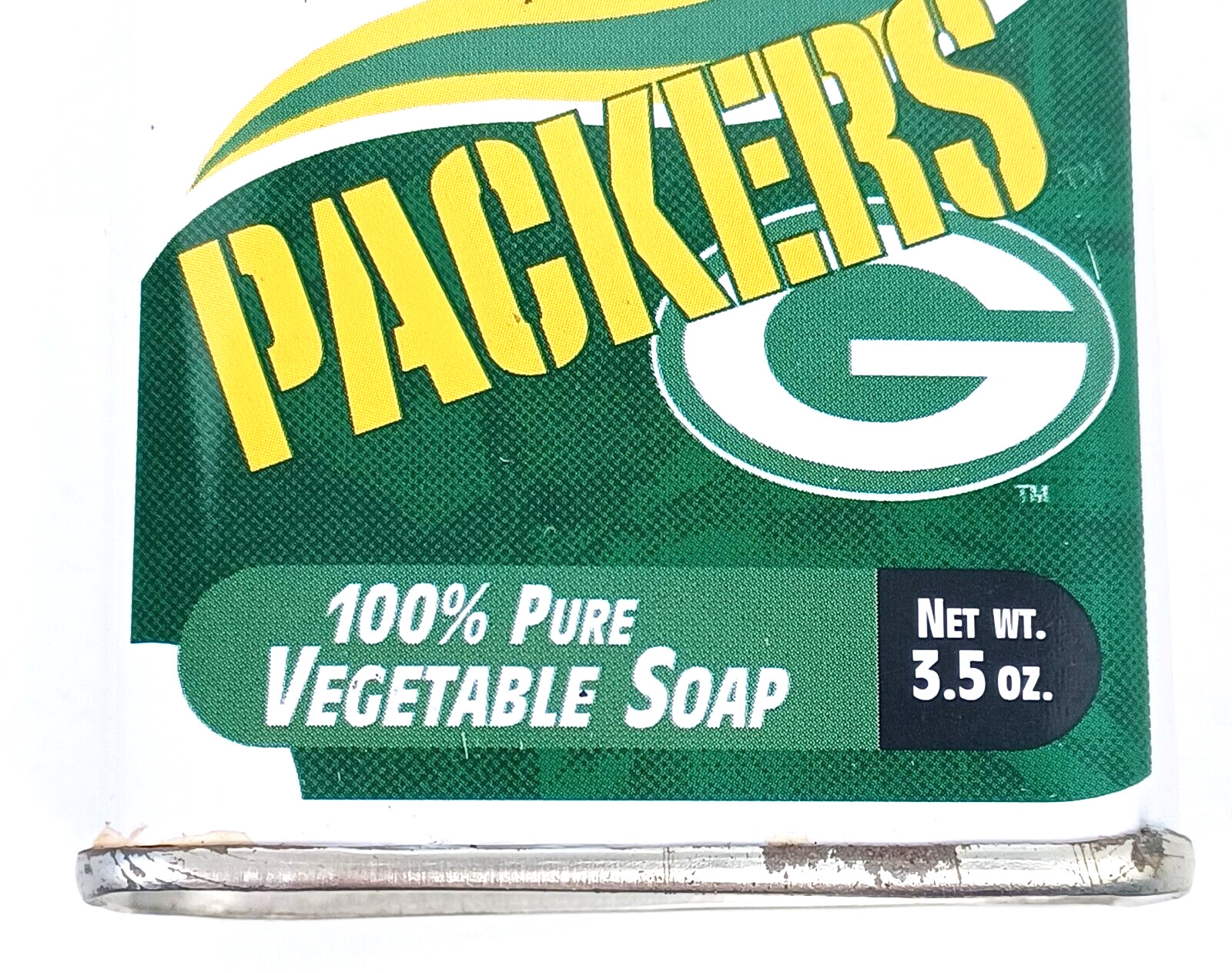 Vtg ’90’s Green Bay Packers Team NFL 100% Pure Vegetable Soap 3.5 ounce Can NOS