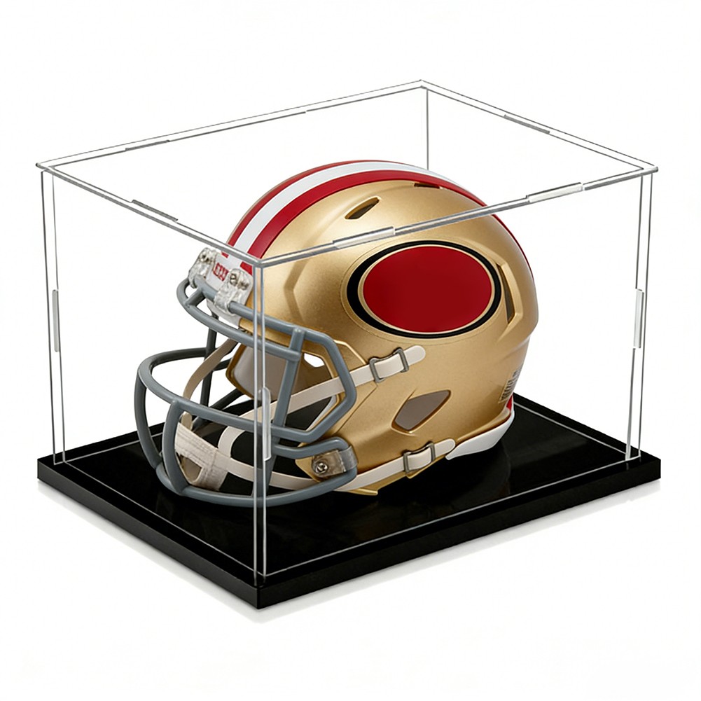4X Mini Helmet Display Case with UV Protection for 1:2 Scale Football Baseball