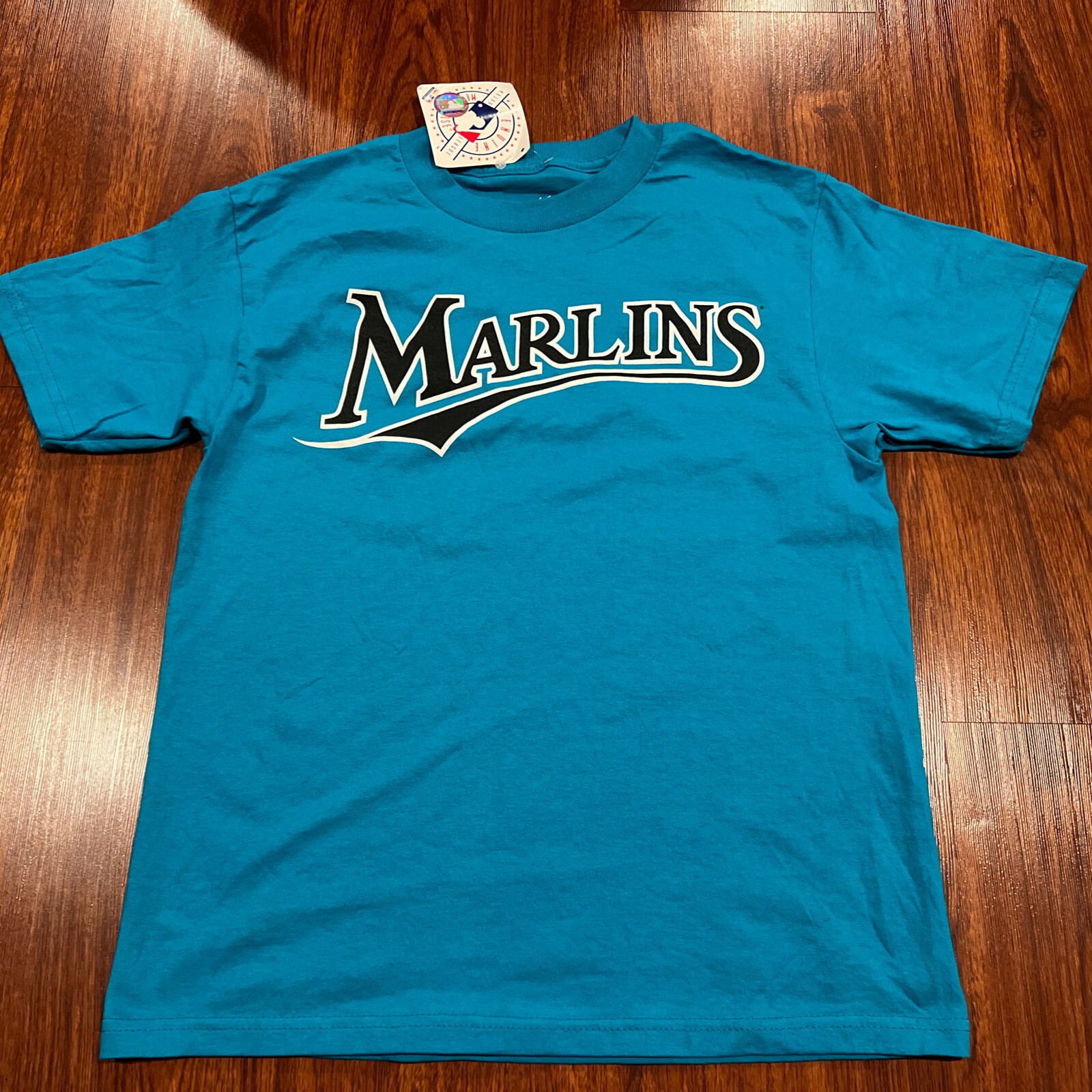Majestic Youth Florida Marlins Teal Jersey Shirt Large L MLB Boys Florida