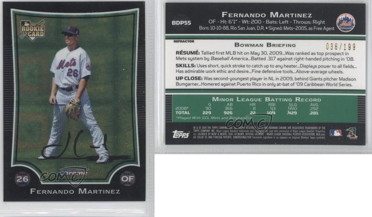 2009 Bowman Draft Chrome X-Fractor 36/199 Fernando Martinez #BDP55 Rookie RC 0b0