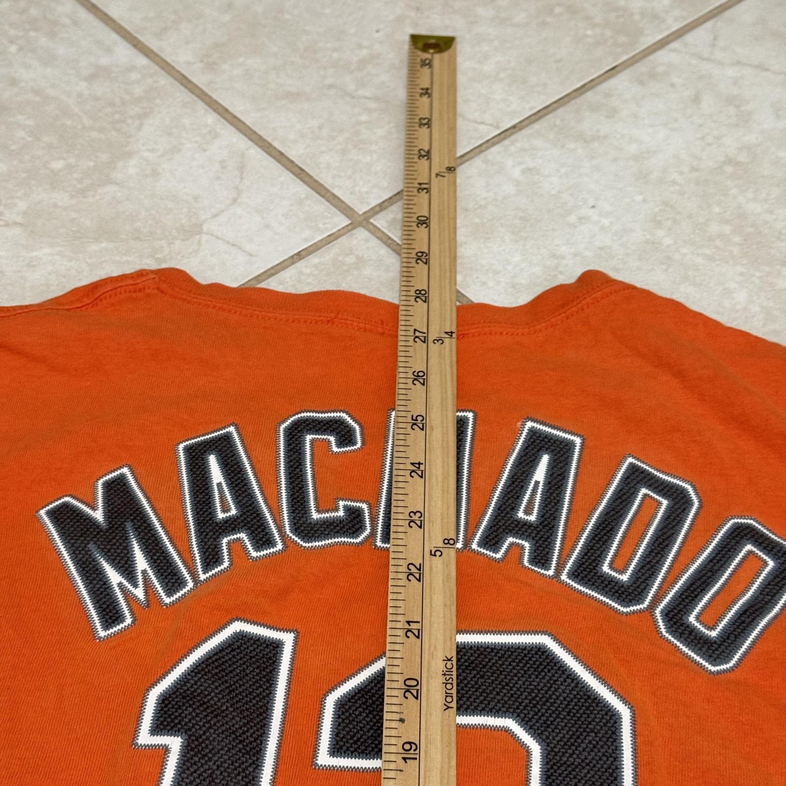 Baltimore Orioles Shirt Mens Orange MLB Baseball Machado 13 Player Script Tee