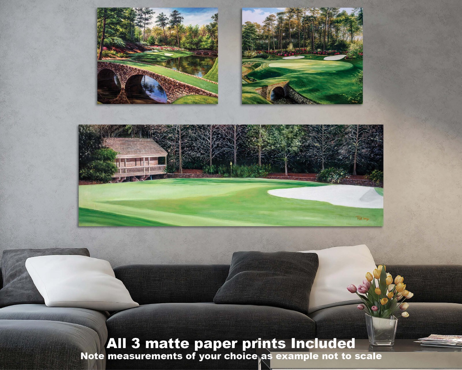 Augusta National Golf Holes 11 12 13 Amen Corner 3 Prints Masters Azalea Pan4