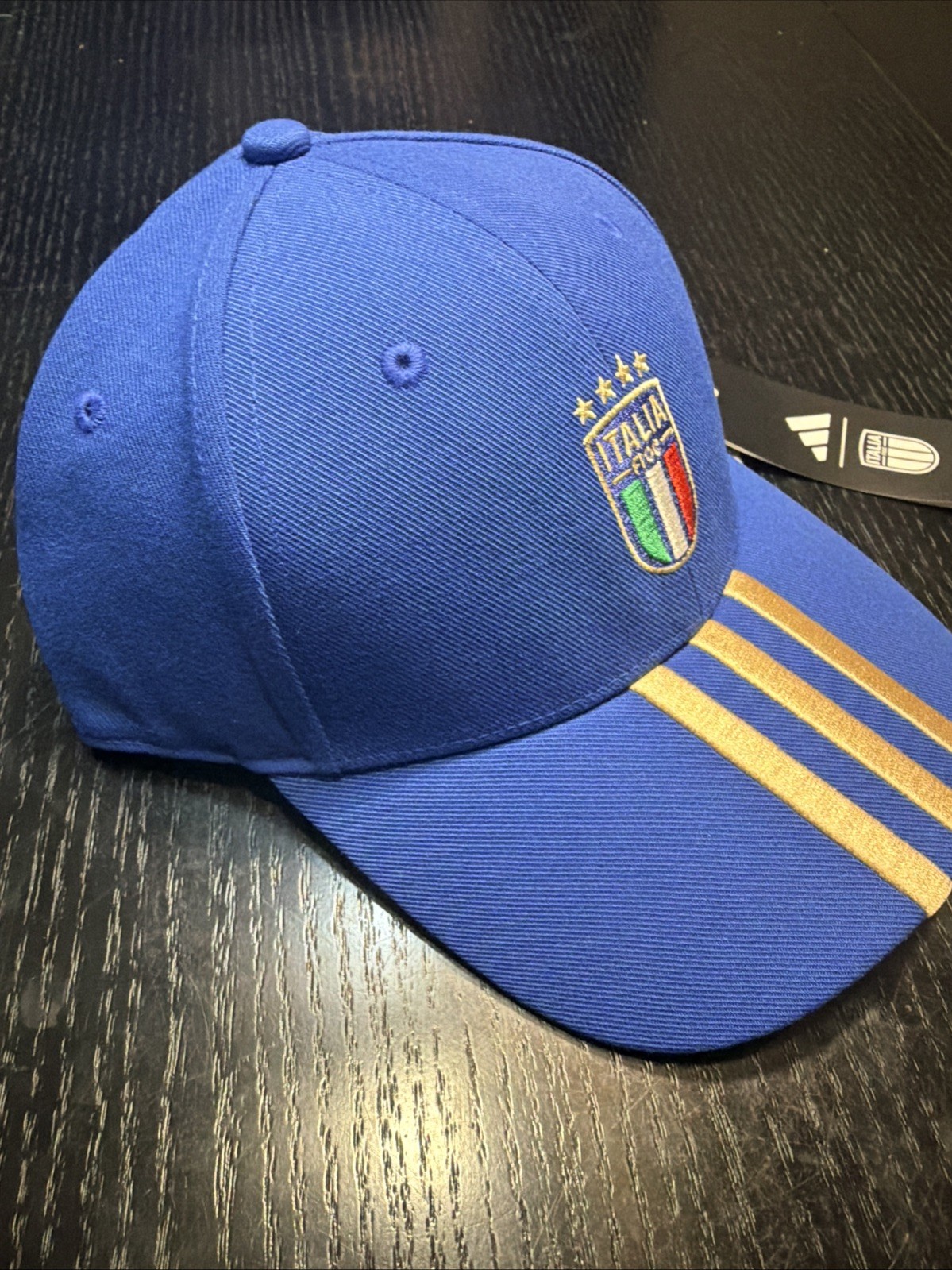 Adidas Italy Soccer Hat FIGC Blue Adjustable Cap Official National Team NWT