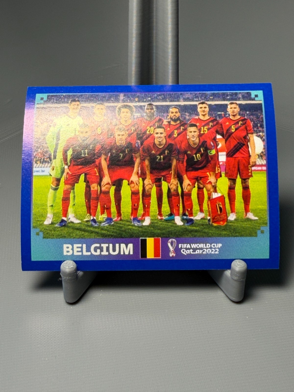 2022 Panini Qatar World Cup Sticker – BLUE Parallel Border BEL 1 BELGIUM TEAM