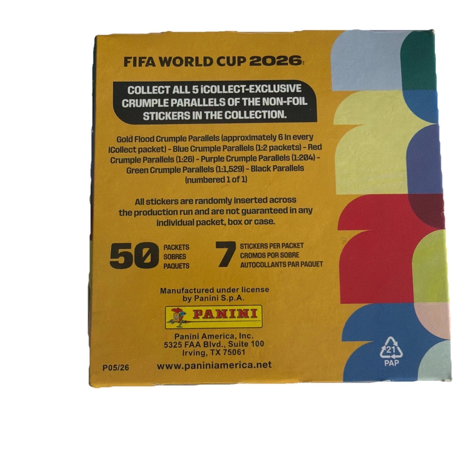 Panini FIFA World Cup 2026 Official Sticker 50-Pack Box Gold Limited 2026 New