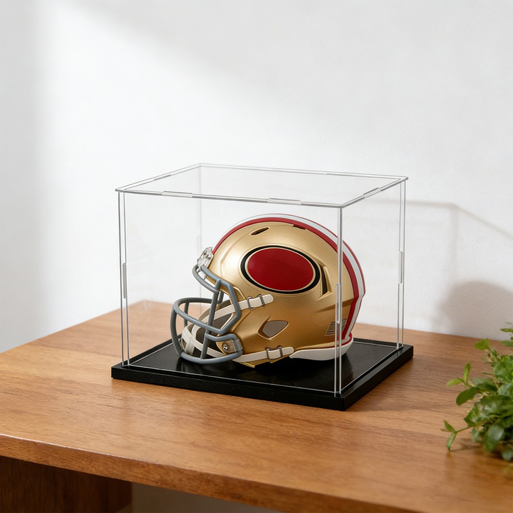 4X Mini Helmet Display Case with UV Protection for 1:2 Scale Football Baseball