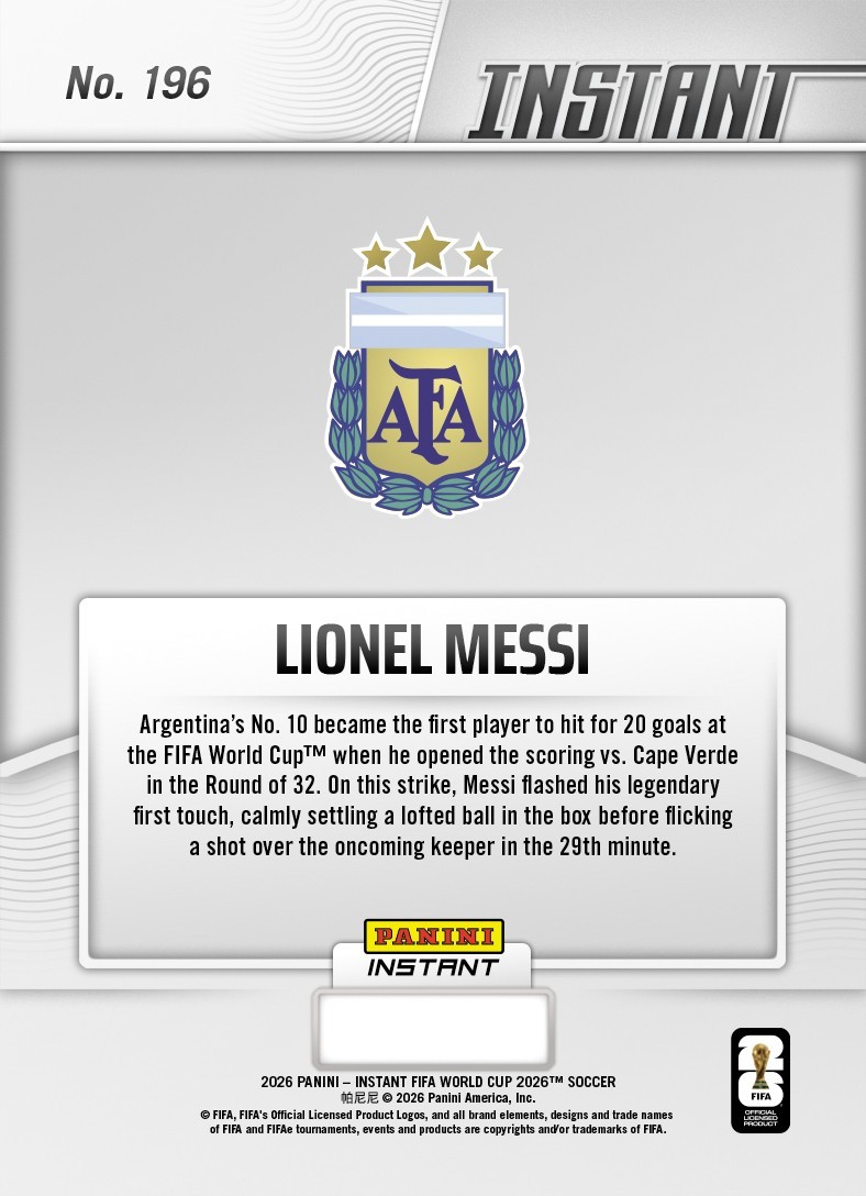 2026 Panini Instant FIFA World Cup #196 Lionel Messi Argentina PRESALE