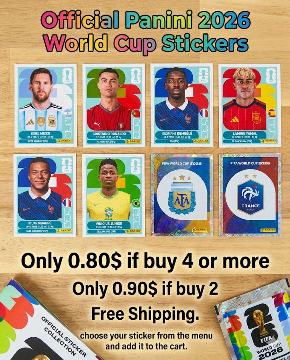 PANINI WC 2026 INDIVIDUAL STICKERS, IRN to PAN ONLY 0.80$! FREE SHIPPING!