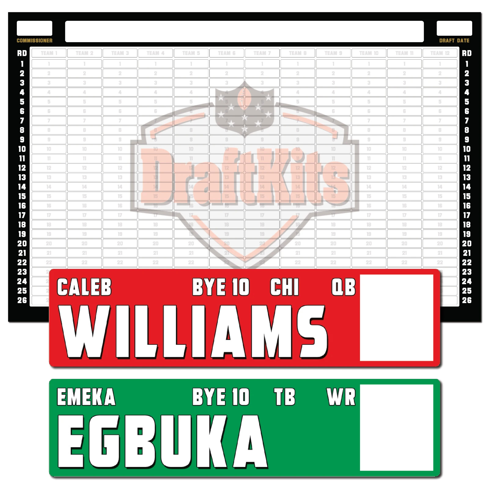 Fantasy Football AUCTION Draft Board Kit – NEW for 2026 – Stickers & Board