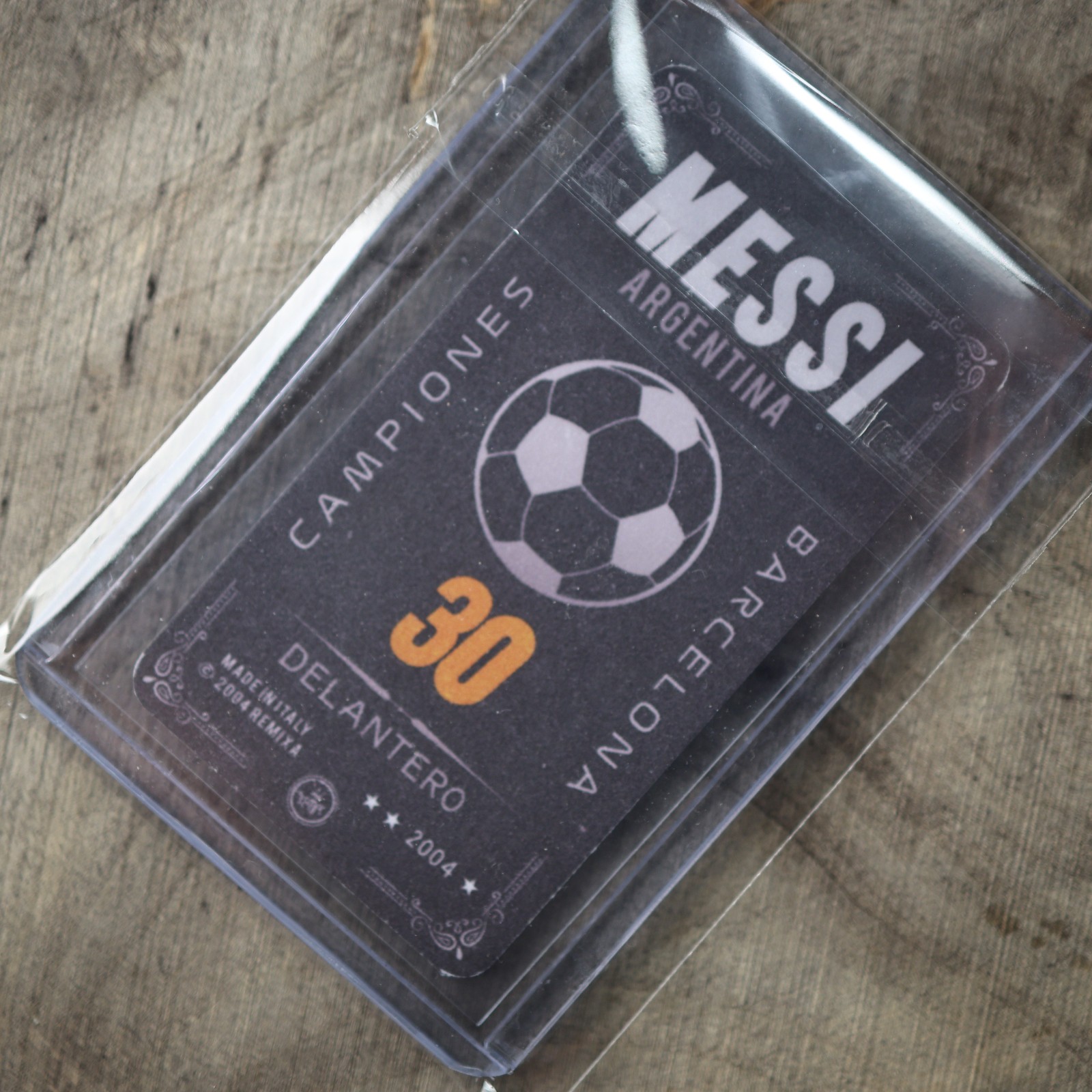 2004 Lionel Messi #30 LFP Italian Promo Mini Card Campiones Barcelona Black