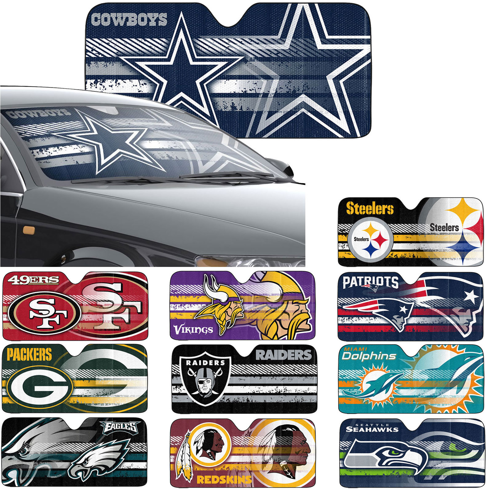 New NFL All Team Car Truck Windshield Folding Front Window Sun Shade Large Size