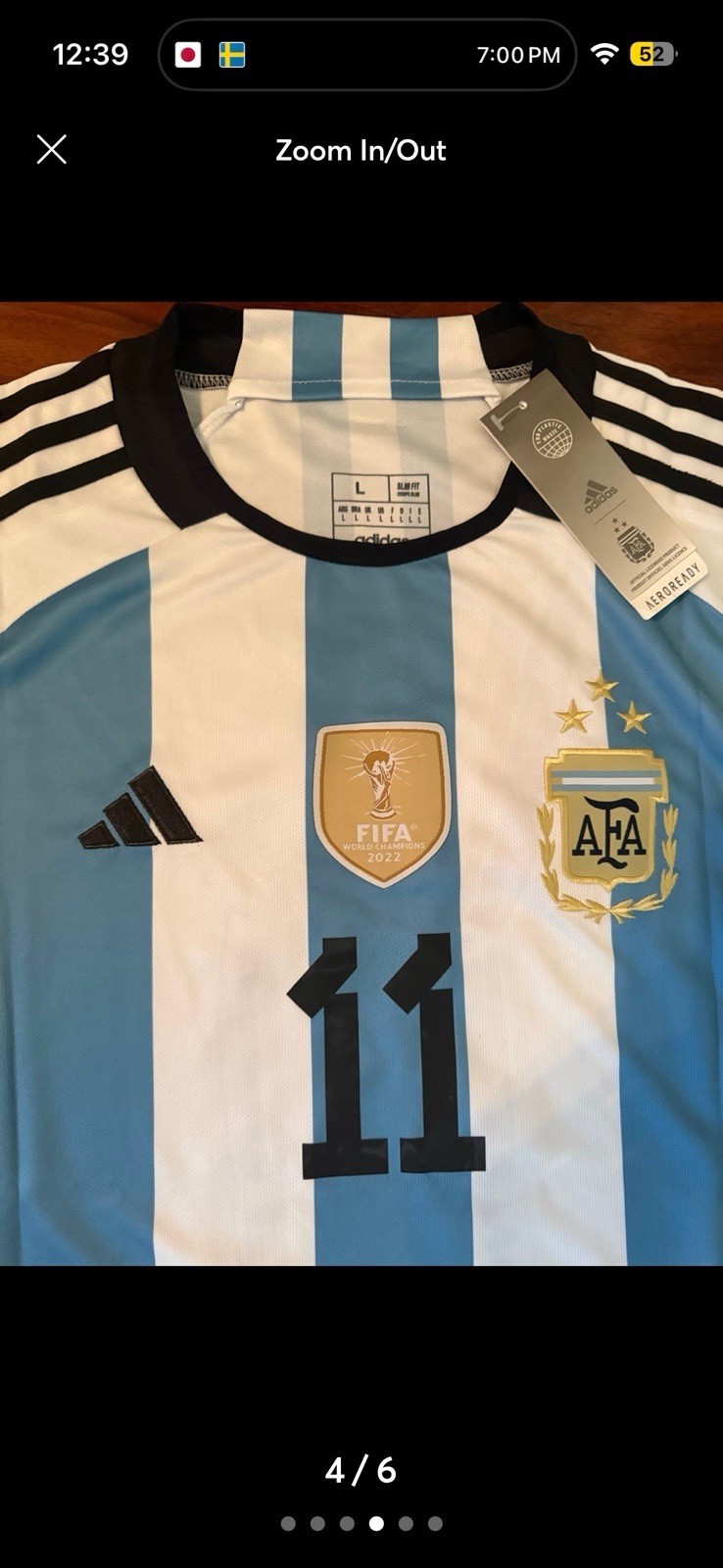 Adidas Argentina World Cup Men’s Jersey, Large – Blue/White Di Maria