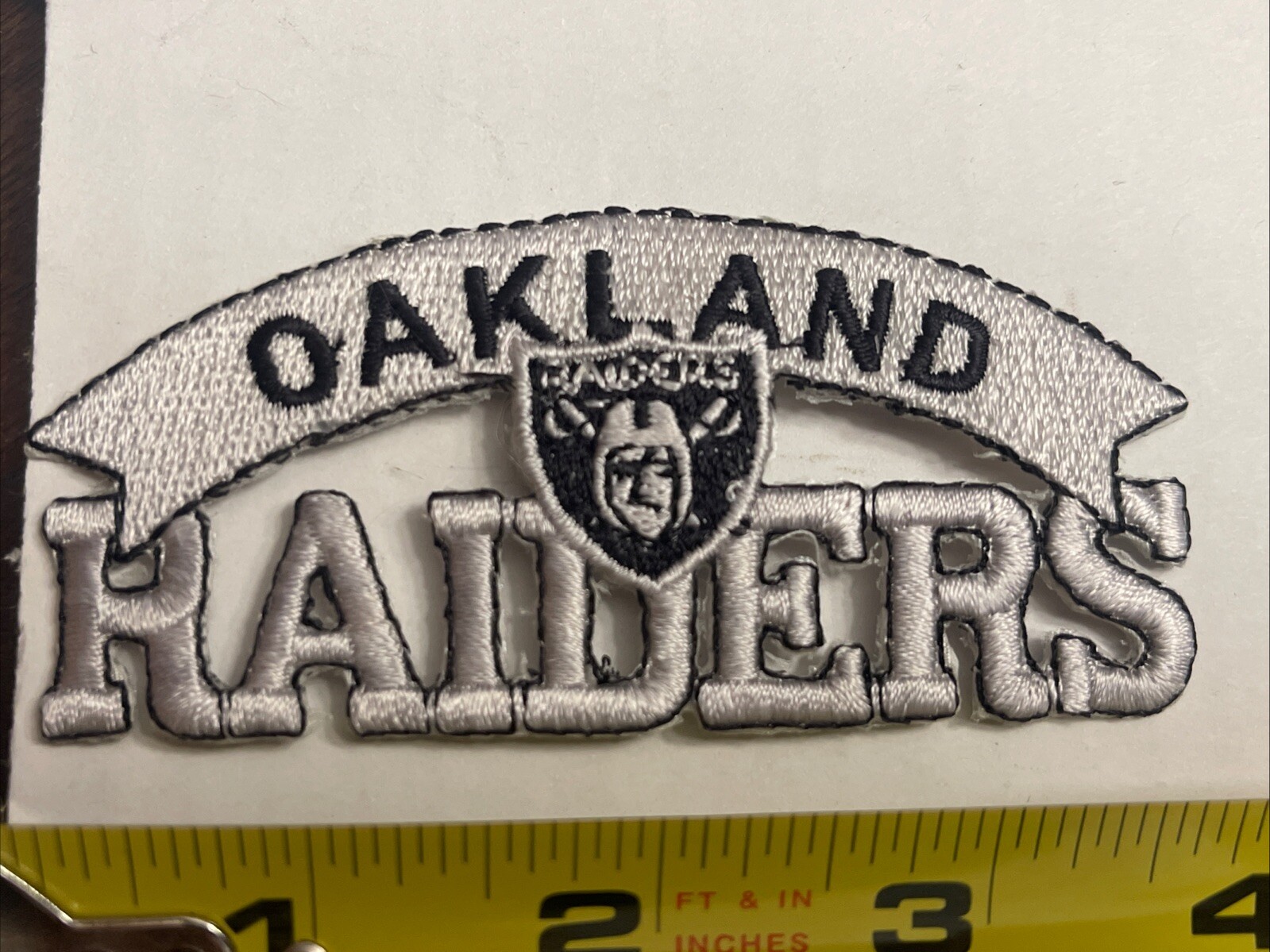 Oakland Raiders Patch 4″ x 1-3/4” Embroidered Iron On – Vintage