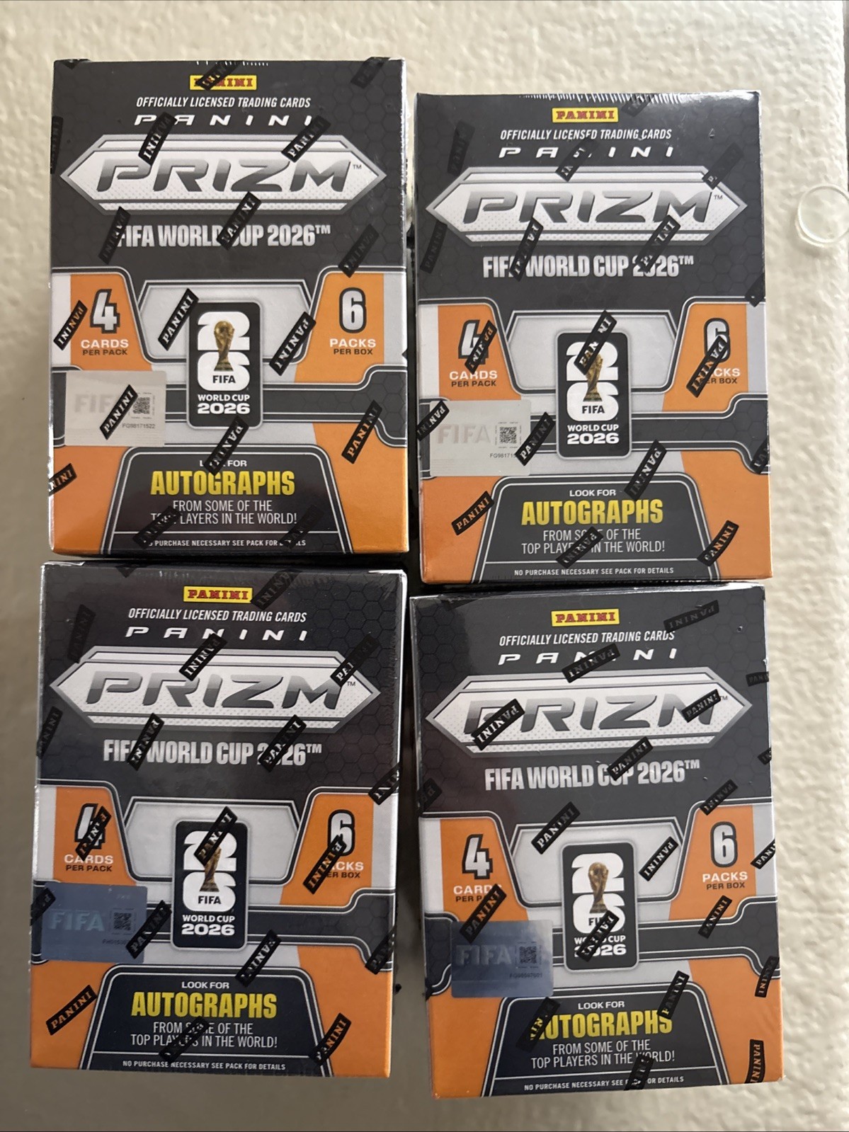 LOT OF FOUR (4) PANINI NEW PRIZM FIFA WORLD CUP 2026 SOCCER CARDS BLASTER BOXES