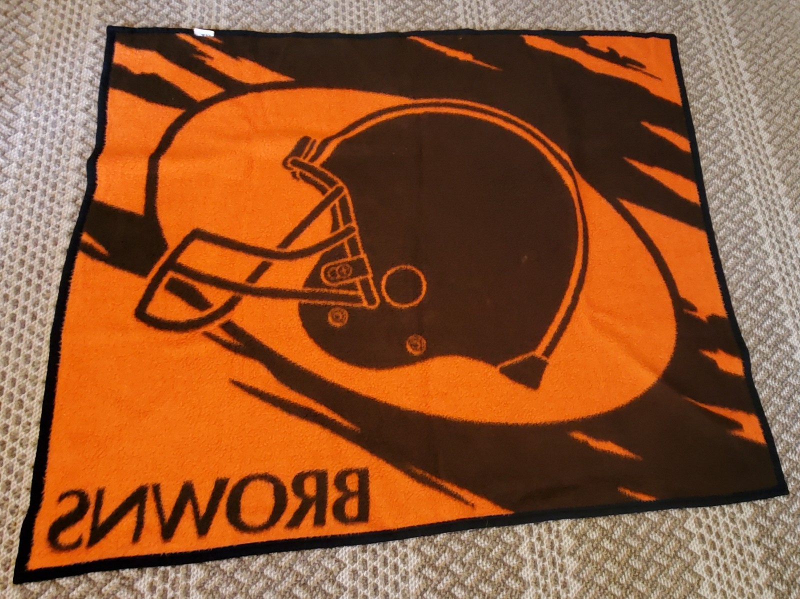 Cleveland Browns Vintage Biederlack Fleece Double Sided Blanket 55 X 36