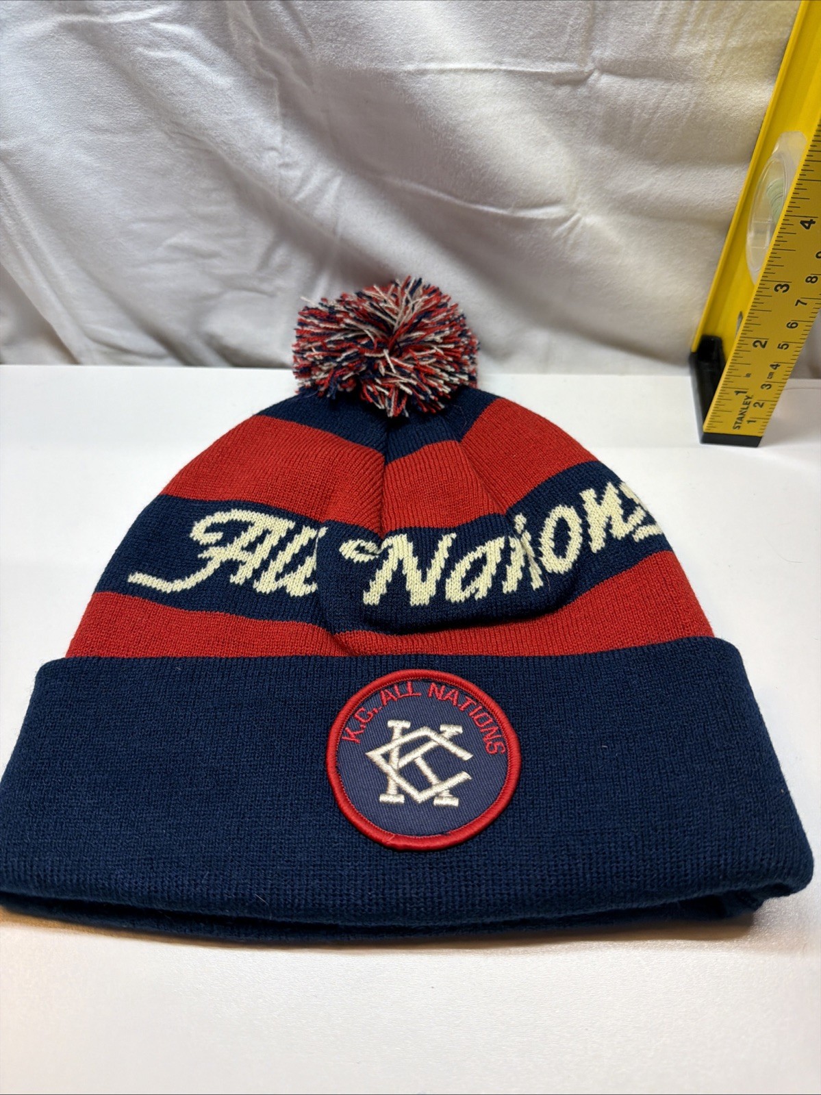 Kansas City All Nations Winter Hat Beanie Pom K.C. Team Logo Patch