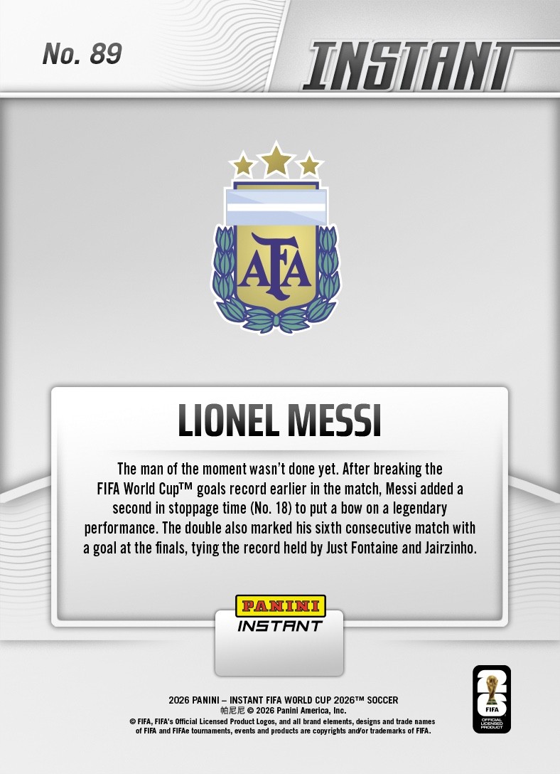 2026 Panini Instant FIFA World Cup #89 Lionel Messi Argentina – Presale