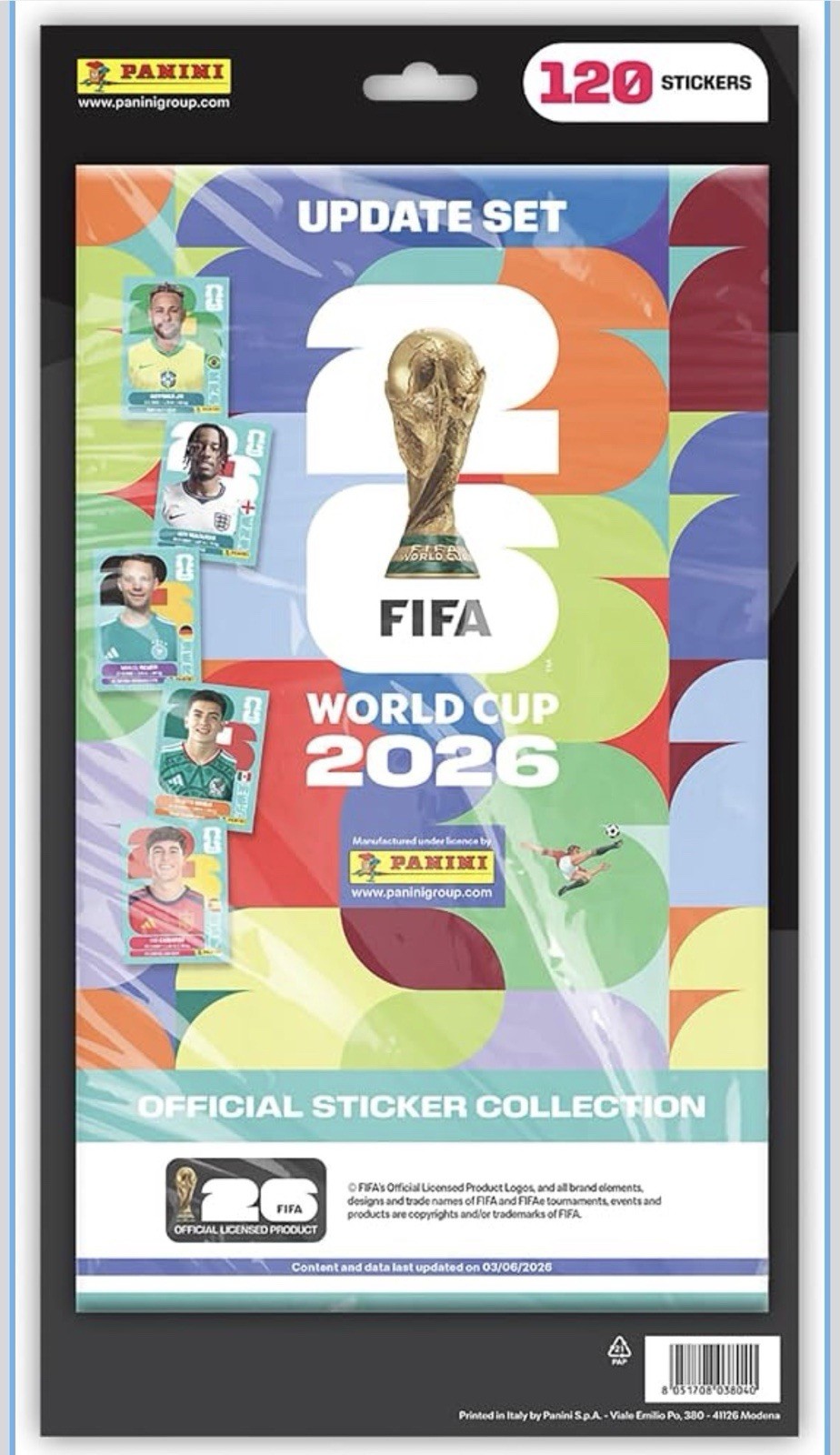 Panini FIFA World Cup 2026 Official Collection Update Set: 120 stickers