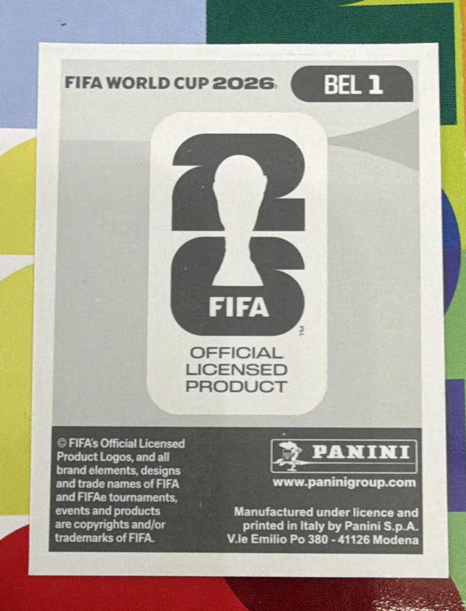 Panini FIFA World Cup 2026 BEL 1 Belgium Royal Belgian FA 1895 Logo Sticker
