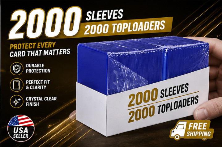 100/200/500/1000/2000CT 3″x4″ toploaders w/ sleeves Fits Pokemon, Magic, Sports