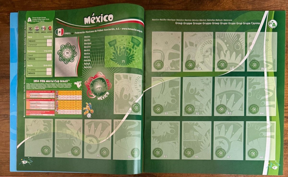 2014 Panini World Cup Brazil Stickers Package 10 Packs + NEW Sticker Album