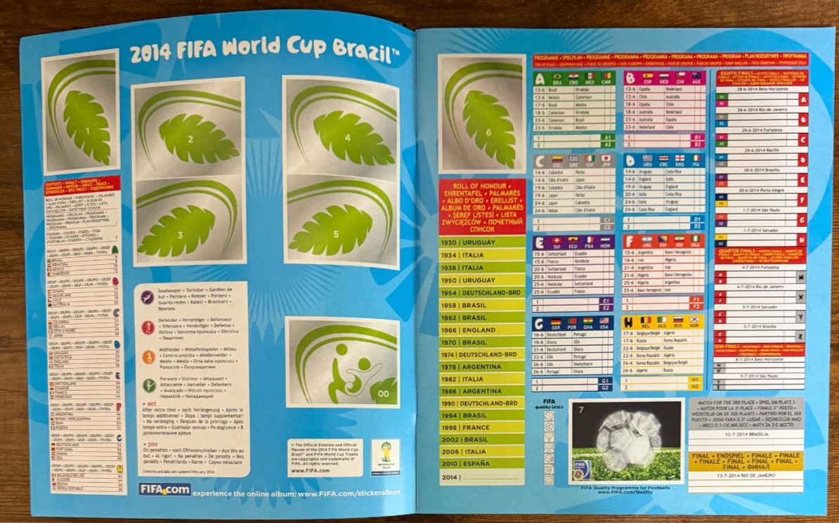 2014 Panini World Cup Brazil Stickers Package 10 Packs + NEW Sticker Album