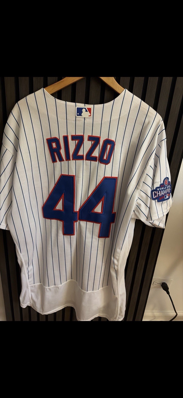 Chicago Cubs Anthony Rizzo44 Majestic Authentic Flex Base Jersey 2016 WS Patch44