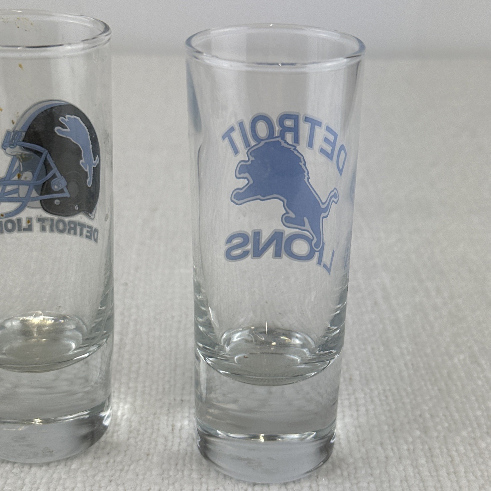 Set Of 2 Detroit Lions Logo Hype 2 Oz Shot Glasses NFL Fan Bar Party Gift