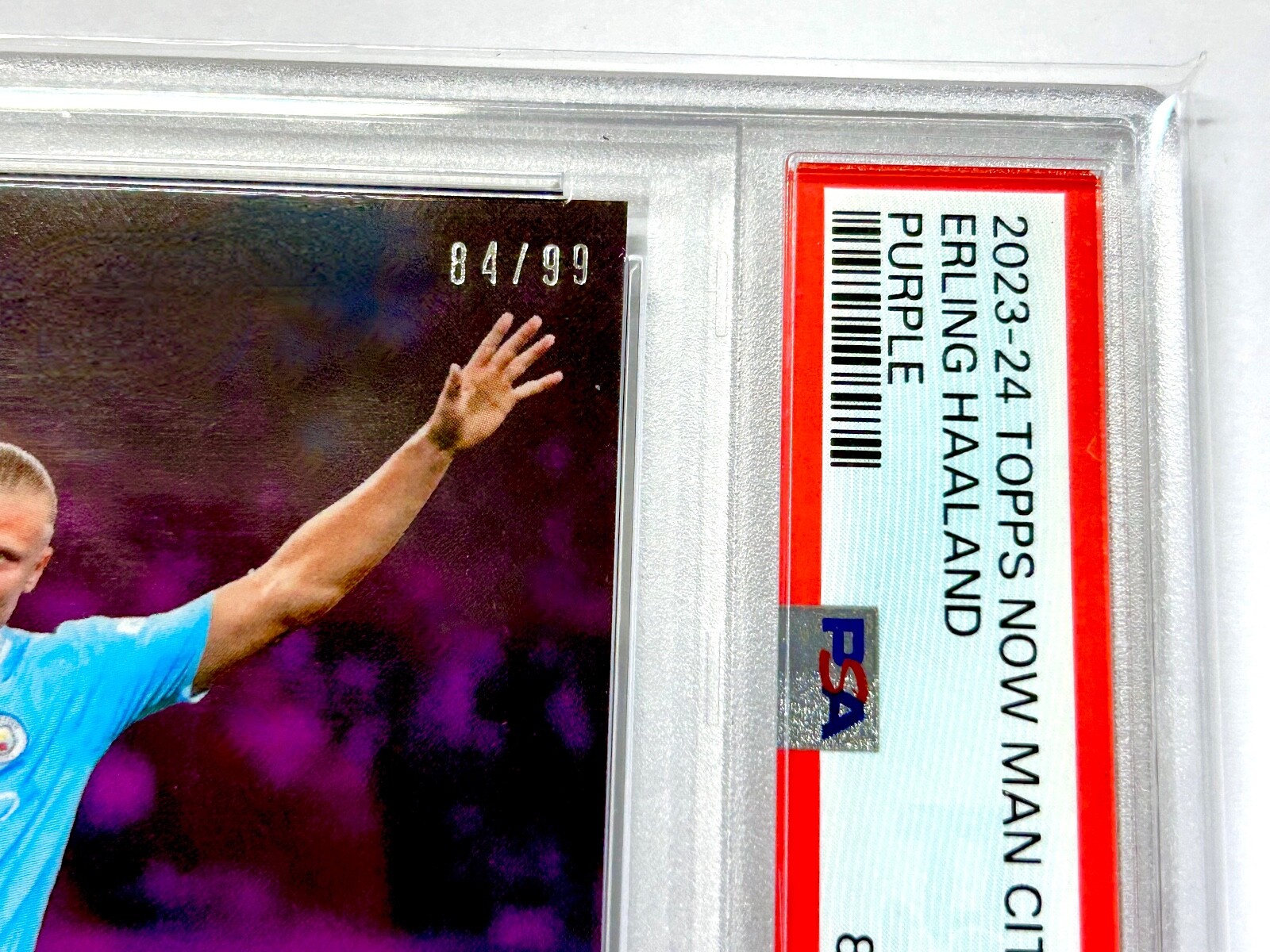 2023-24 Topps Now ERLING HAALAND #2 Manchester City – PURPLE 84/99 – PSA-10